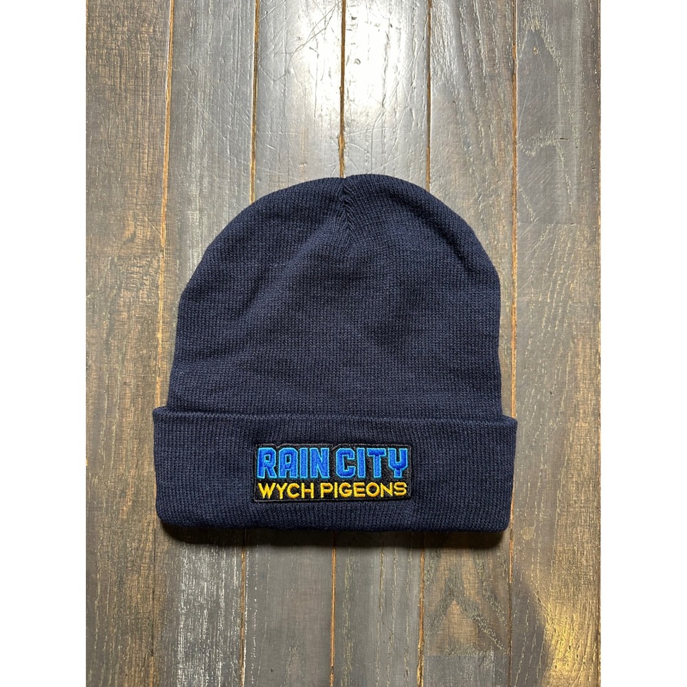 Otto Rain City Wych Pigeons Navy Blue Cuffed Beanie Hat Knit Cap One Size